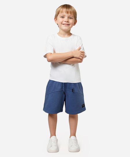 bermuda de moletom infantil com recorte azul 4