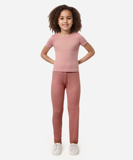 calça legging infantil canelada rosa 4