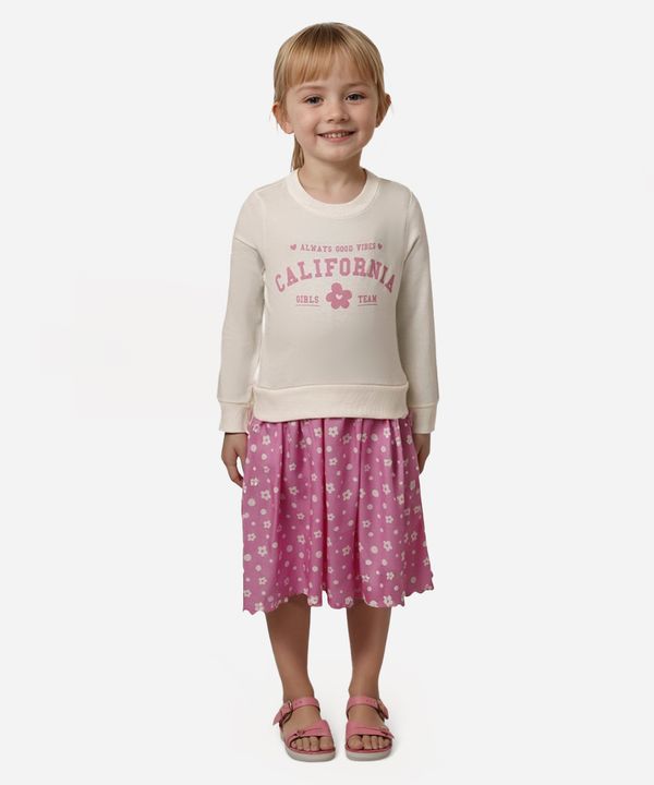 vestido de moletom infantil califórnia floral off white 3