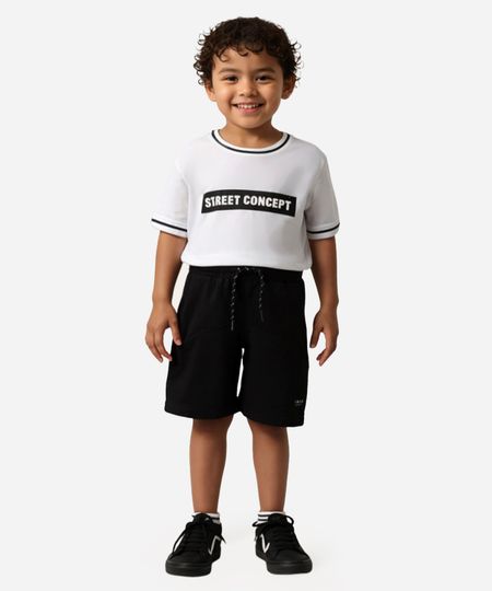 bermuda de moletom infantil recorte preta 4