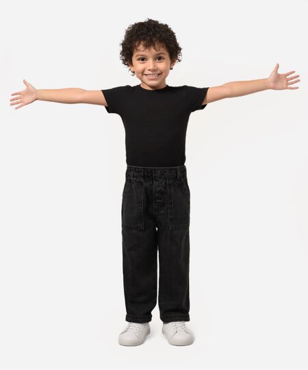calça jeans infantil com elástico preta 3