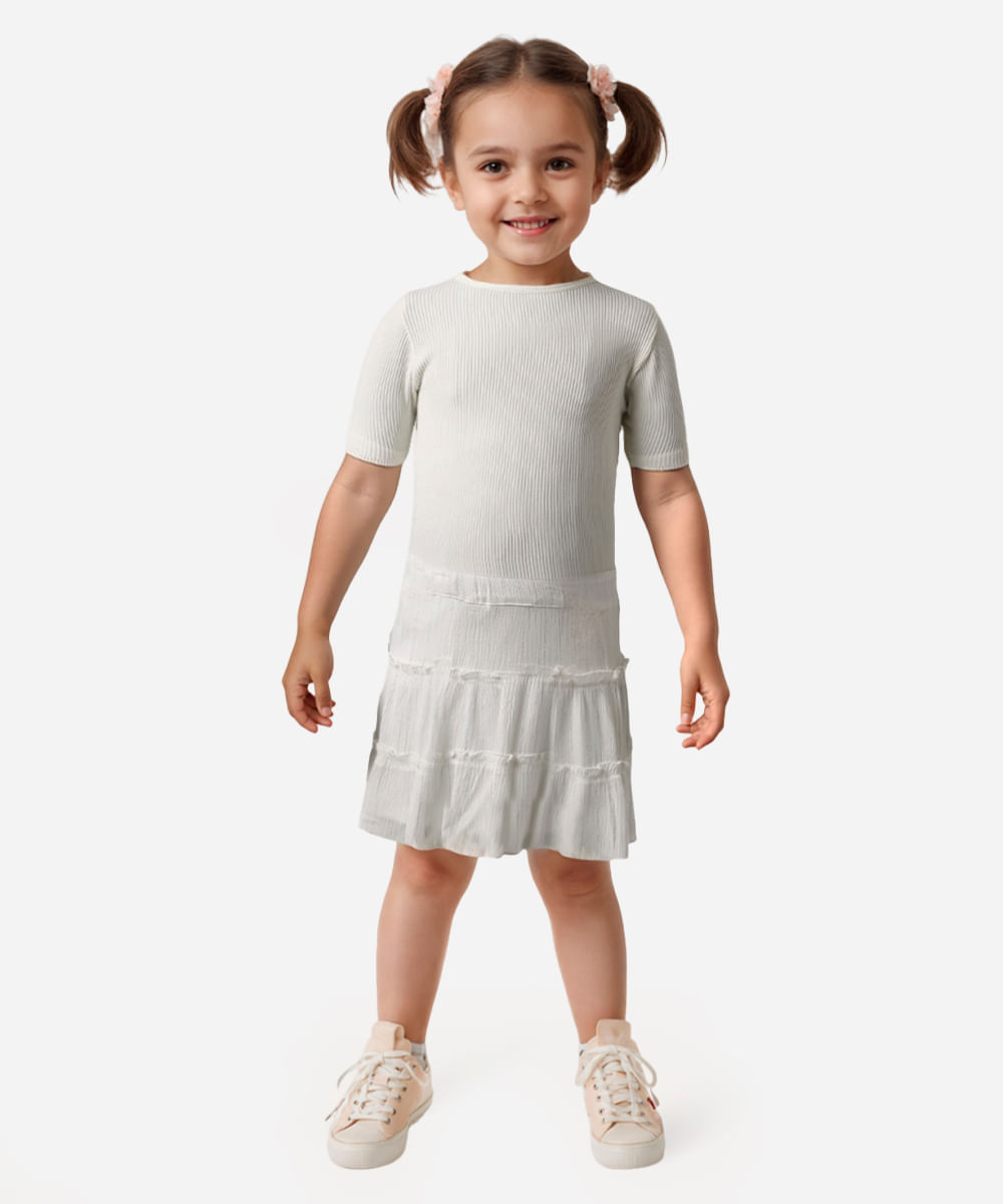 blusa infantil de poliamida canelada manga curta off white