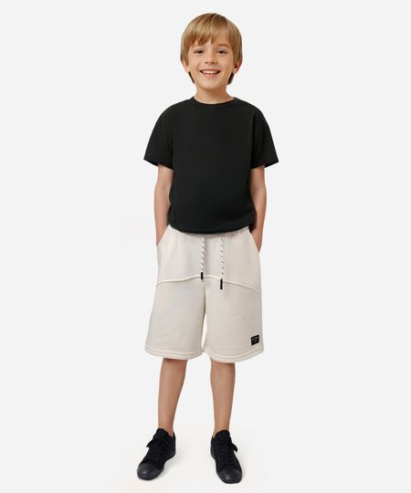 bermuda de moletom infantil com recorte branca 4 bermuda de moletom infantil com recorte branca 4