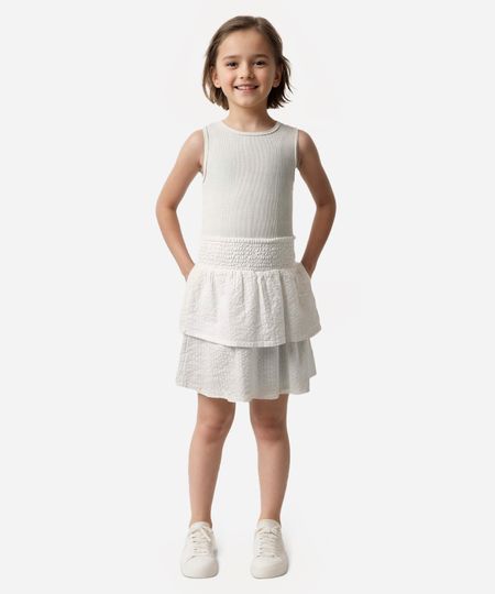 regata de poliamida infantil com brilho texturizada off white 6