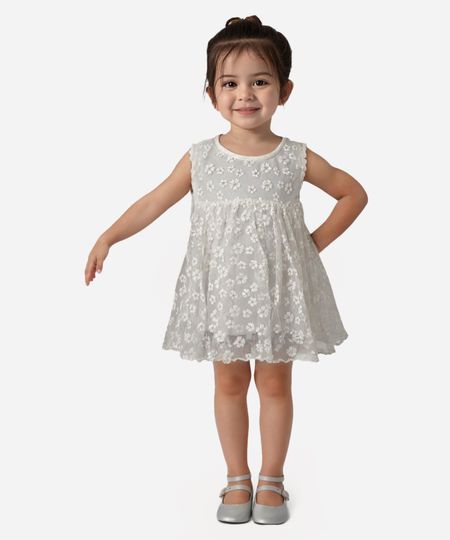 bata de tule infantil floral com brilho off white 10 bata de tule infantil floral com brilho off white 10