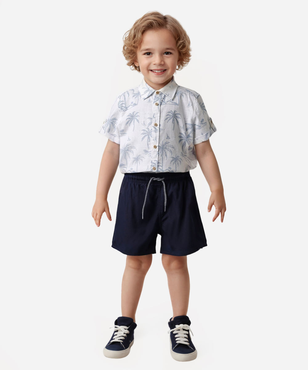 boardshort infantil com bolso azul