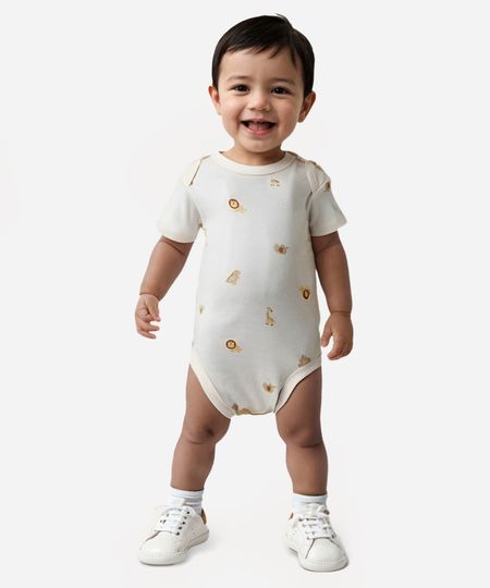 body de algodão infantil bichinhos off white 6-9 body de algodão infantil bichinhos off white 6-9