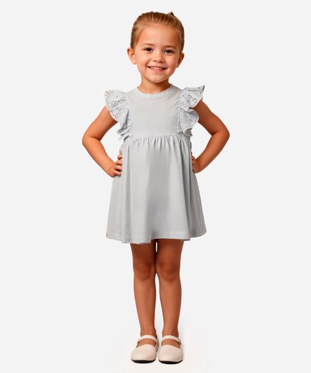 vestido infantil de algodão com babado azul 3