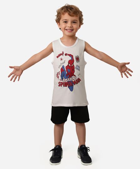 conjunto infantil curto homem aranha off white 1 conjunto infantil curto homem aranha off white 1