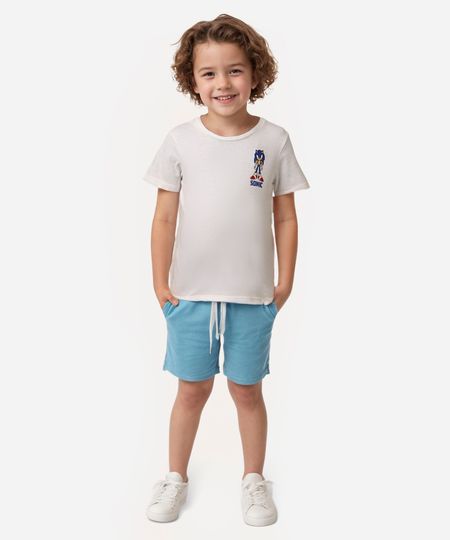 camiseta de algodão infantil sonic off white 1