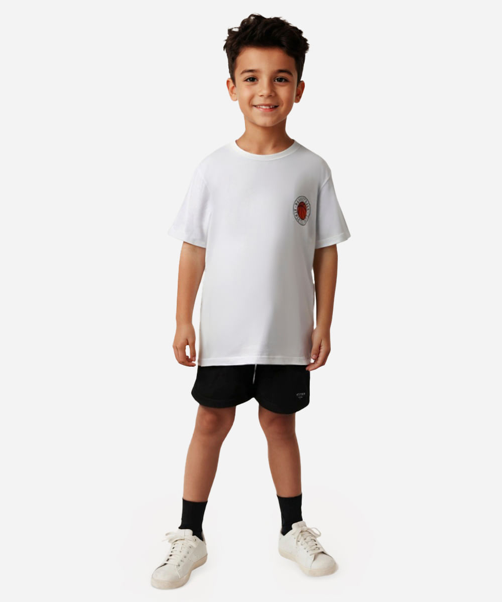 camiseta de algodão infantil basquete off white
