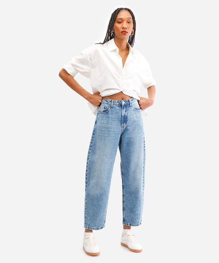 calça balloon feminina jeans azul 36