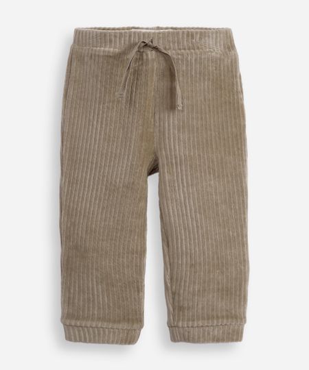 calça jogger infantil de pelúcia texturizada verde 3-6
