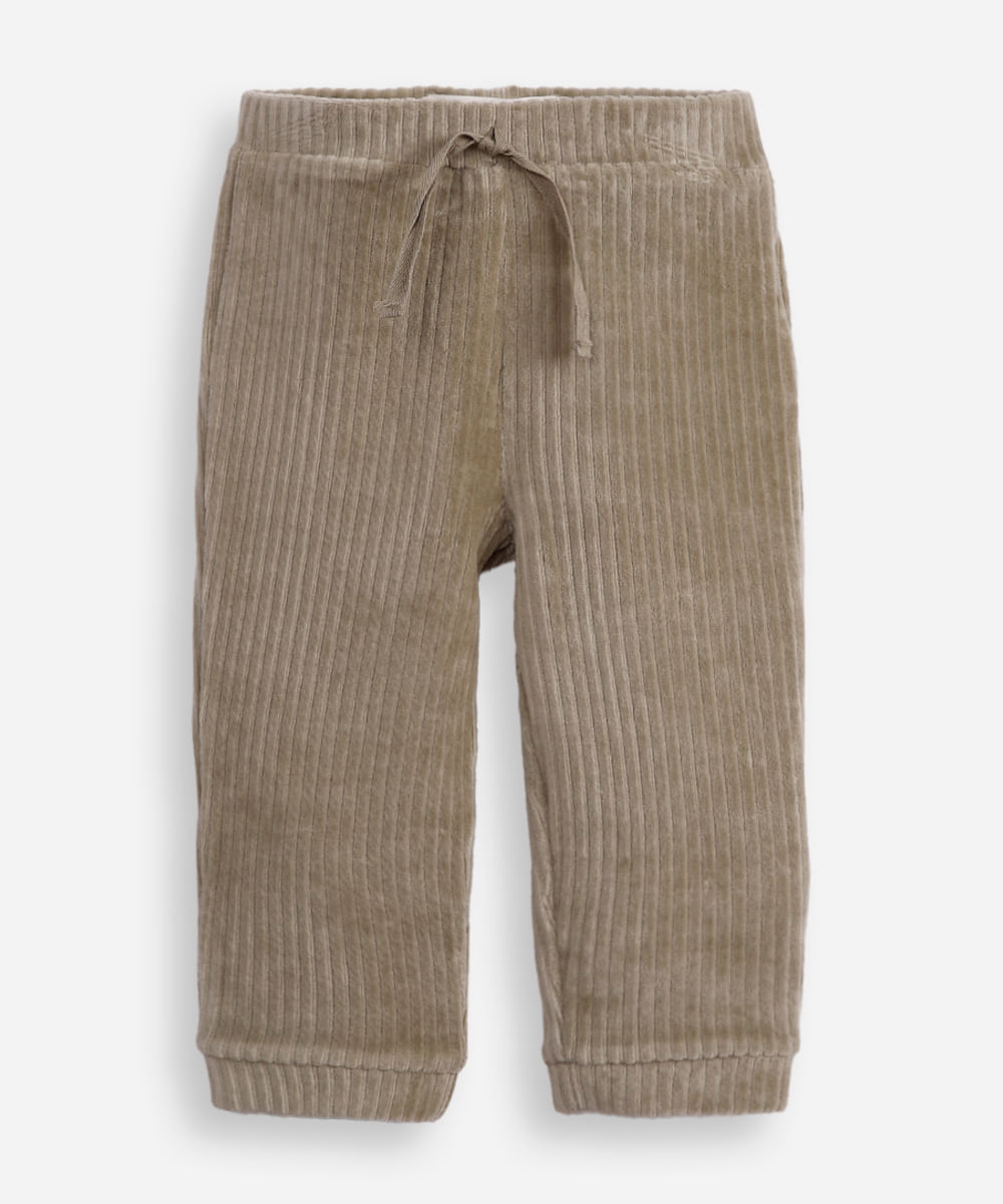 calça jogger infantil de pelúcia texturizada verde