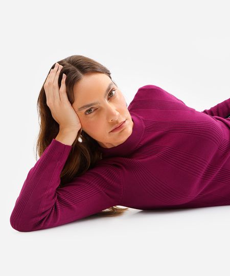 suéter básico de tricot canelado - roxo G suéter básico de tricot canelado - roxo G