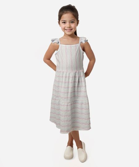 vestido midi infantil com babado listrado off white 4 vestido midi infantil com babado listrado off white 4