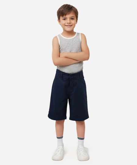 bermuda de sarja infantil com bolsos azul 12