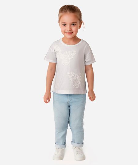 blusa de algodão infantil borboletas off white 5