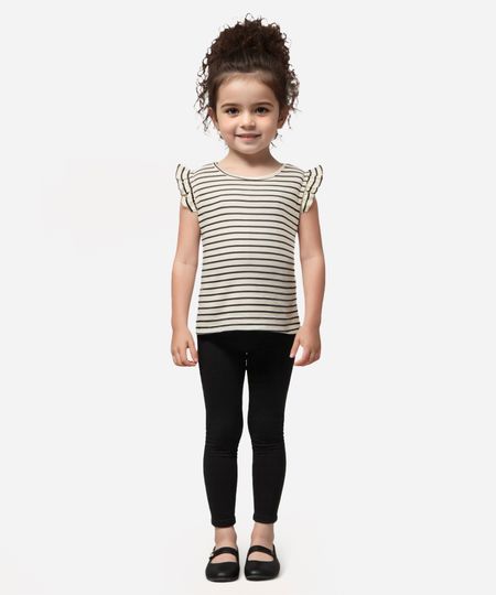 blusa alongada infantil com babados listrada off white 3