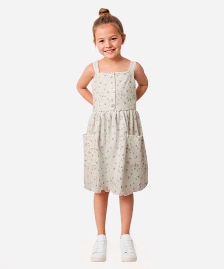 vestido infantil texturizado estrelas off white 4