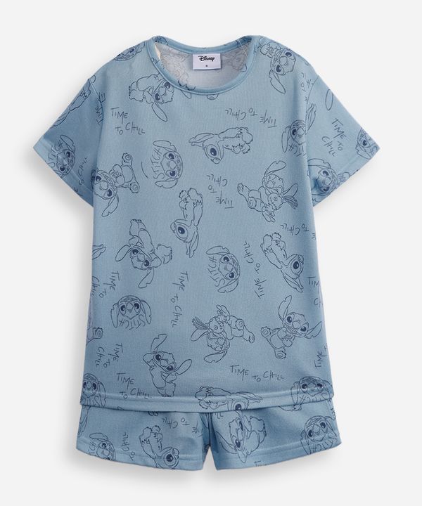 pijama infantil curto time to chill stitch azul 14