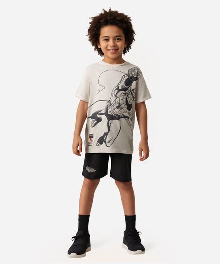 pijama infantil curto homem aranha bege 10