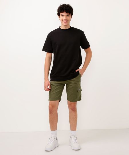 bermuda juvenil de sarja cargo com bolso verde 10 bermuda juvenil de sarja cargo com bolso verde 10