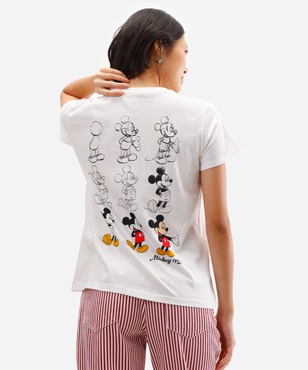 camiseta feminina de algodão mickey off white PP camiseta feminina de algodão mickey off white PP