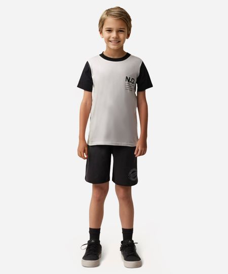 camiseta de algodão juvenil bicolor off white 10