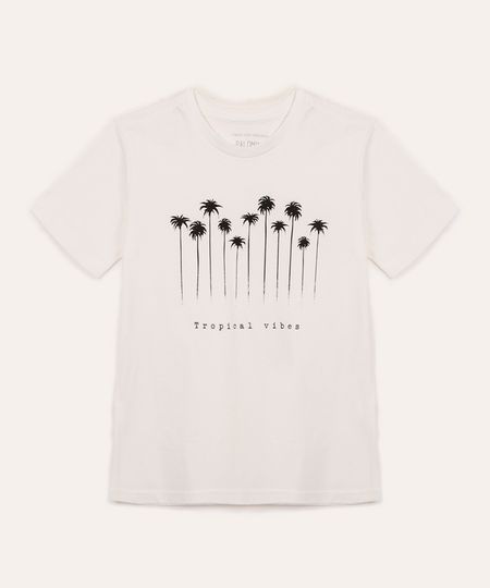 camiseta de algodão infantil tropical vibes off white 6