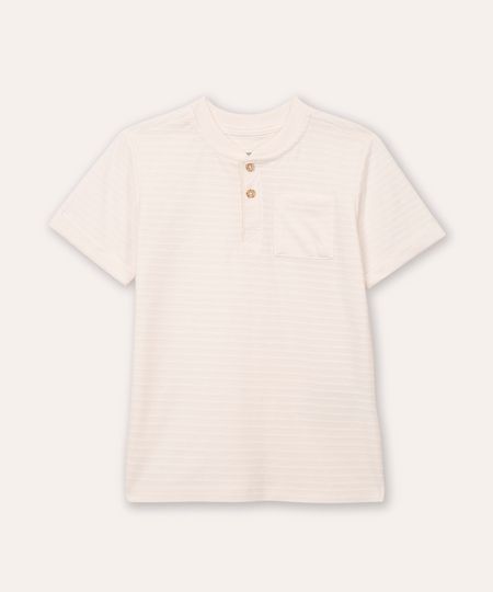 camiseta infantil texturizada gola portuguesa off white 10