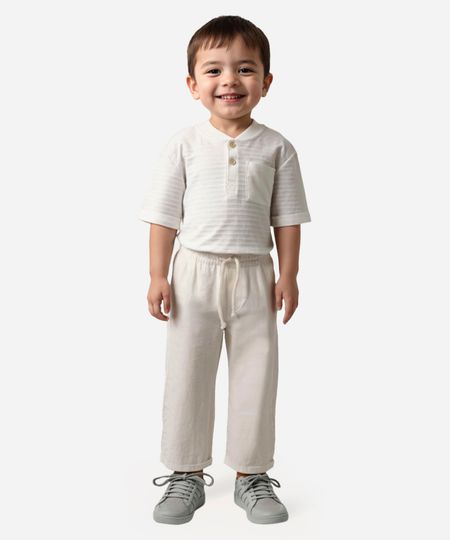 calça infantil com cordão e bolsos off white 1