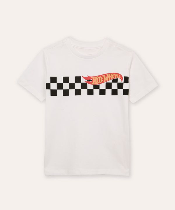 camiseta de algodão infantil manga curta hot wheels off white 4