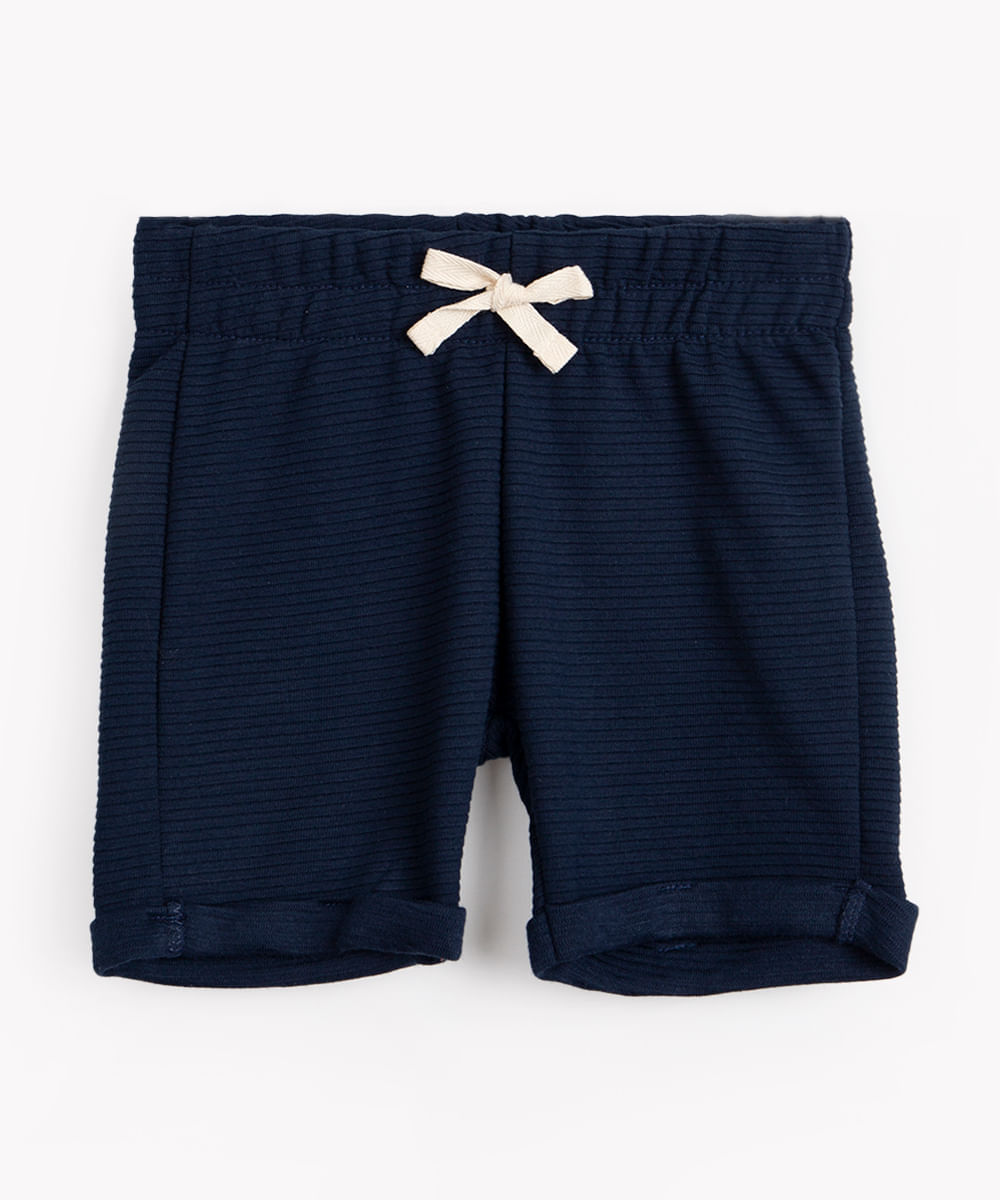 bermuda infantil de malha texturizada azul