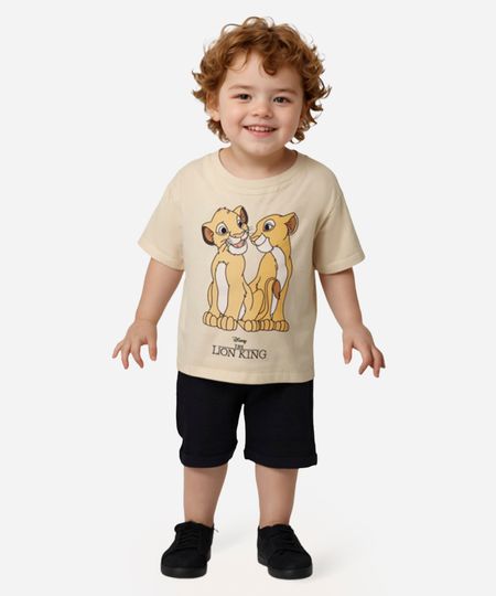 camiseta de algodão infantil simba e nala amarela 3 camiseta de algodão infantil simba e nala amarela 3