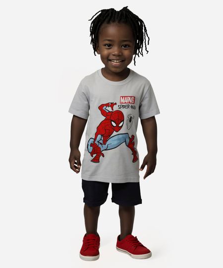 camiseta de algodão homem aranha azul 1