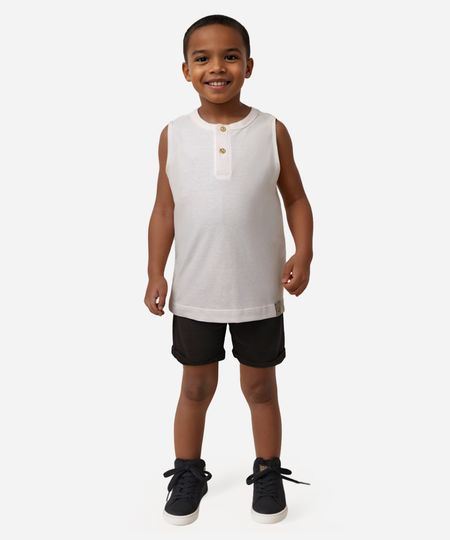 regata de algodão infantil com botão off white 2