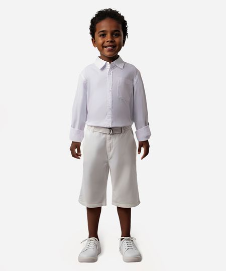 bermuda de sarja infantil com cinto branca 4