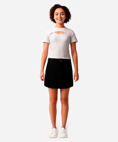 short saia juvenil de sarja cargo preto 10 short saia juvenil de sarja cargo preto 10