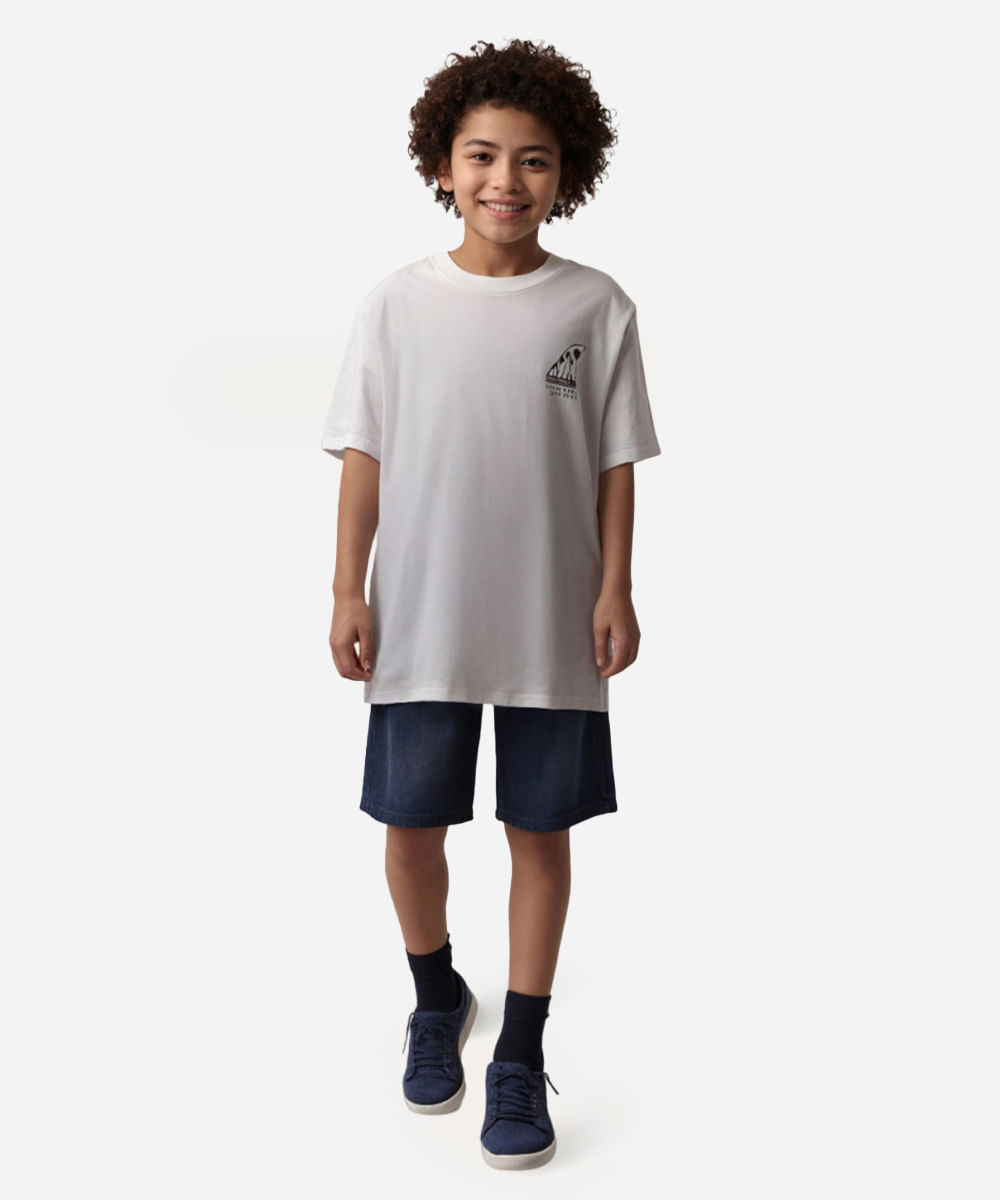 camiseta de algodão juvenil california branca