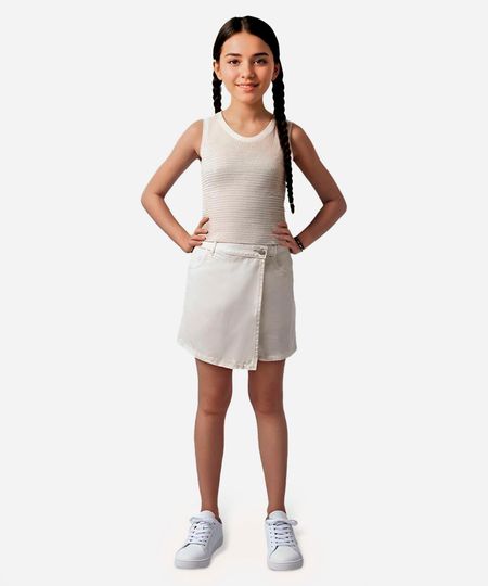 short saia de sarja infantil off white 8 short saia de sarja infantil off white 8
