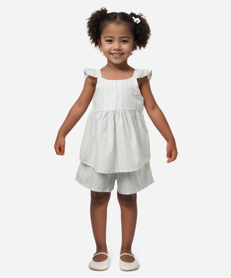 conjunto infantil curto com lurex listrado colorido 3