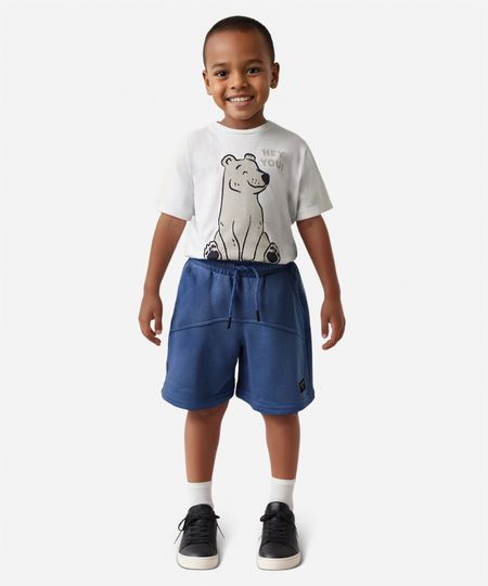 bermuda de moletom infantil com recorte azul 4