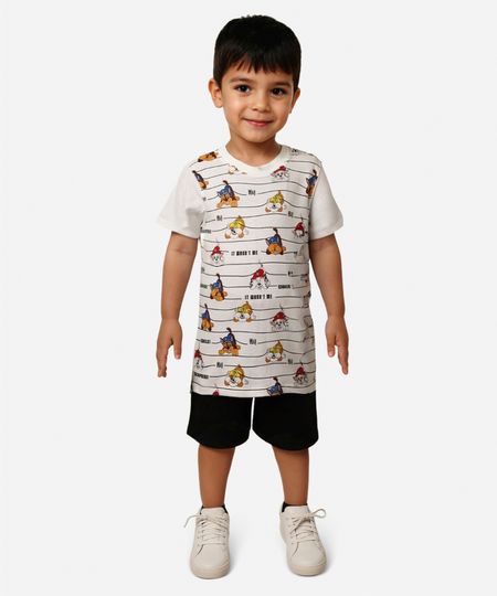 conjunto infantil curto patrulha canina listrado off white 5