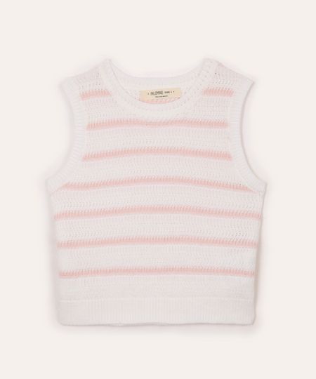 regata de tricot infantil listrado off white 6