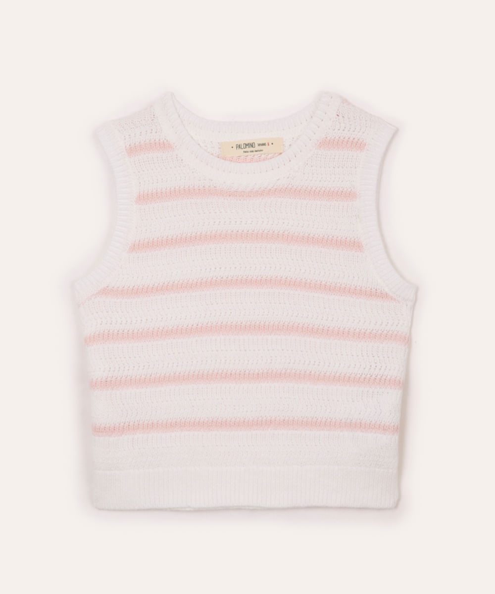 regata de tricot infantil listrado off white