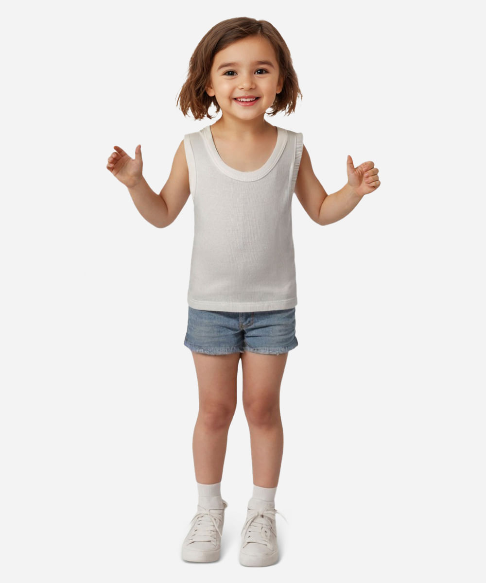regata de algodão infantil com glitter off white