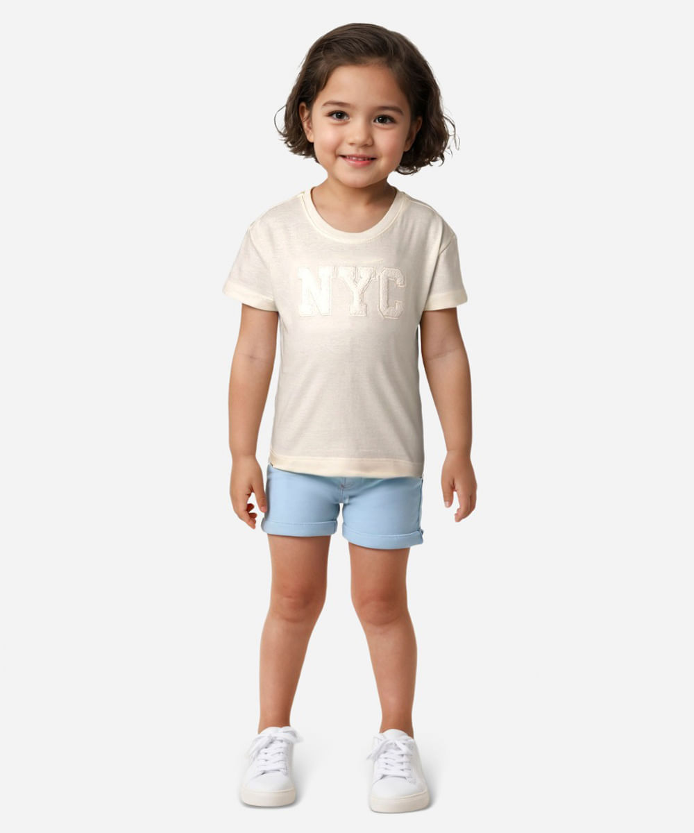 camiseta de algodão infantil nyc off white