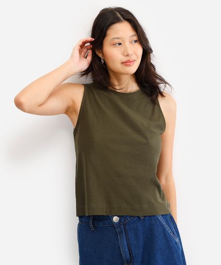 regata feminina de algodão flamê verde P regata feminina de algodão flamê verde P