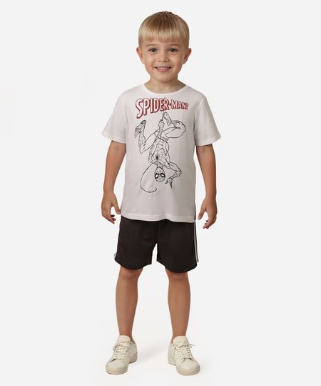 camiseta de algodão infantil homem aranha off white 2